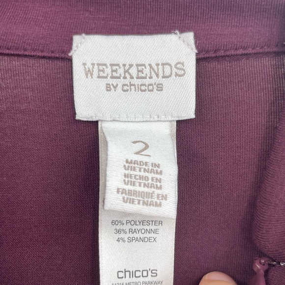 Weekends by Chicos purple polyester rayon with pockets pullover zip size 2 large - Picture 2 of 5
